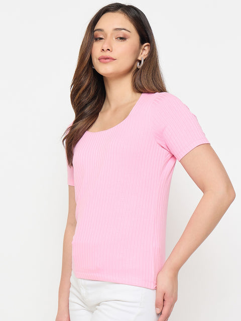 Madame Pink Rayon Blend T-shirt
