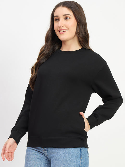 Madame Solid Black Sweat-Shirt