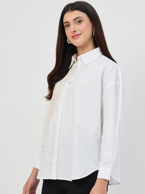 Madame White Embroidered Cotton Shirt
