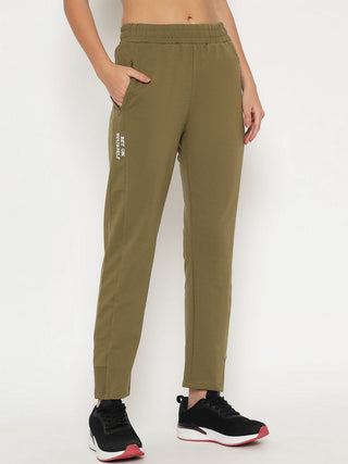 mSECRET Pleated Olive Green Straight Track Bottoms