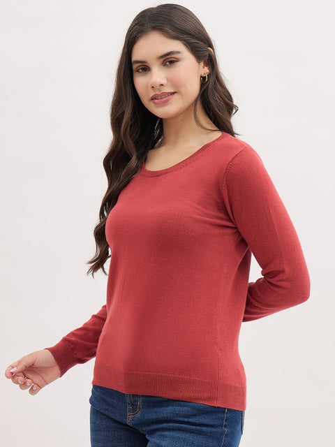 Madame Dark Rust Basic Pullover Sweater