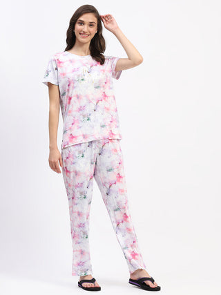 mSECRET Pink Tie-Dye Night Suit Set with Relaxed Fit