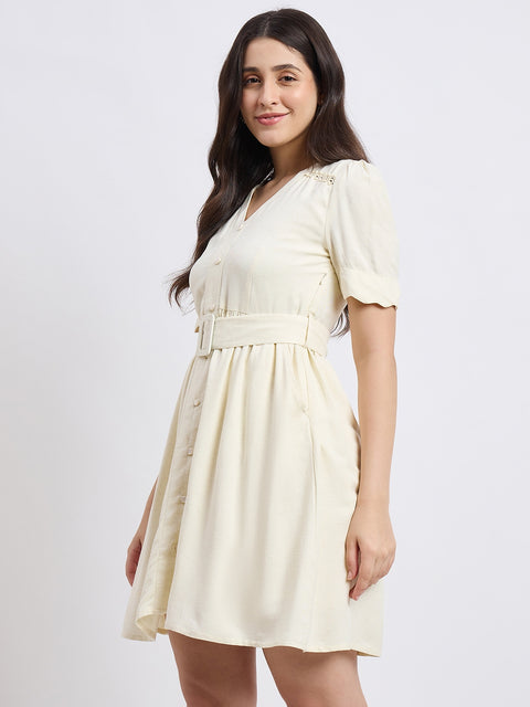 Madame Embroidered Off White Dress
