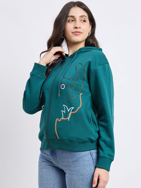 Madame Graphic Print Teal Sweatshirt