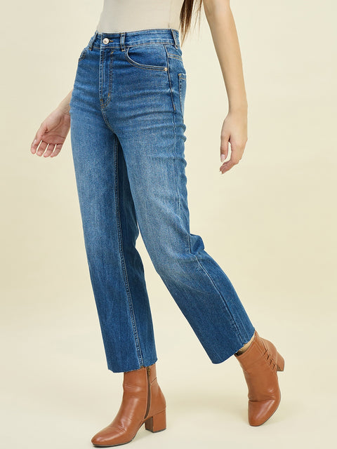 Madame Blue Double Wash Straight Fit Jeans