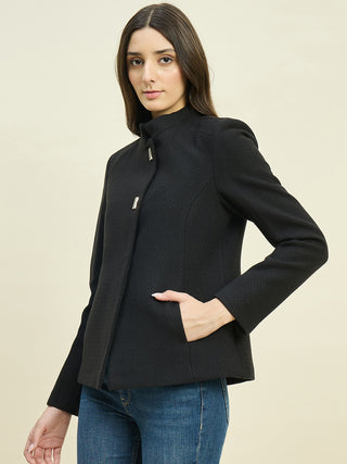 Madame Black Mock Neck Coat
