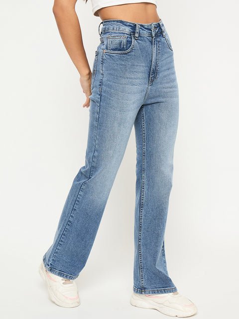 Madame Whiskered Stone Wash Light Blue Jeans
