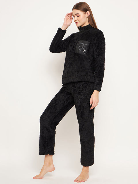mSECRET Women Solid Black Nightsuit