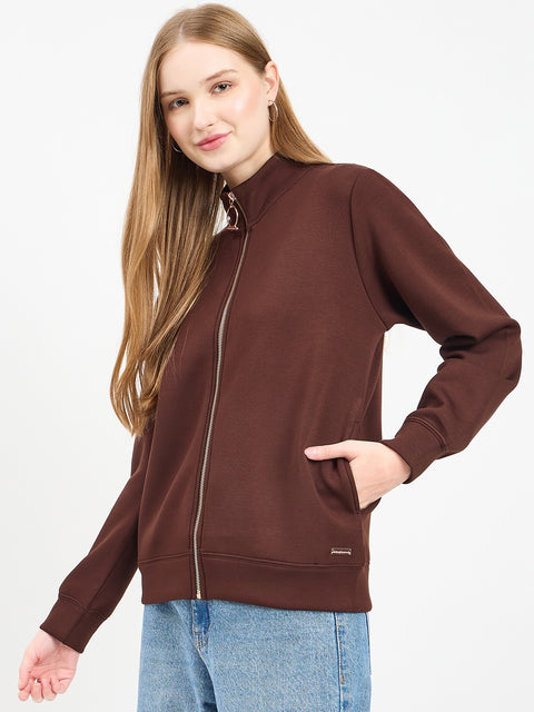 Madame Solid Dark Brown Sweat-Shirt