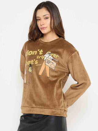 Madame Graphic Print Brown Sweatshirt
