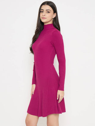 Madame A-Line Viscose Magenta Mini Dress