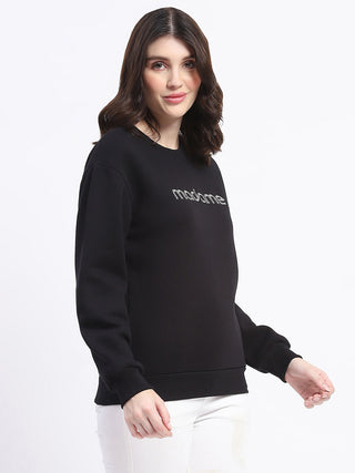 Madame Fleece Handwork And Embroidered Black Sweatshirt