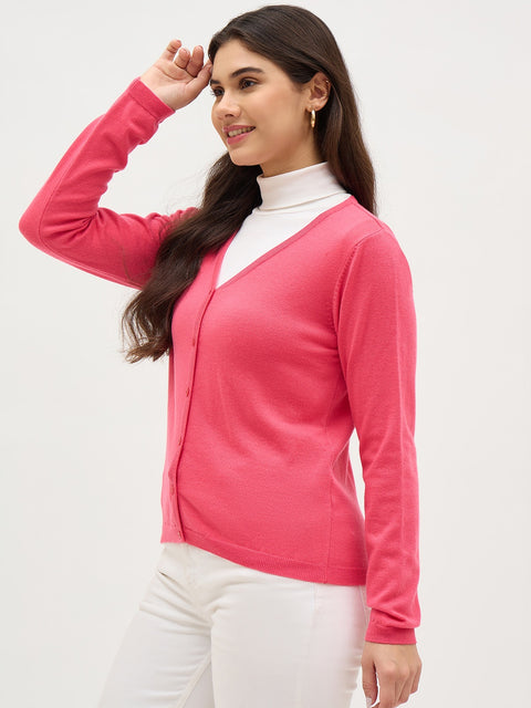 Madame V Neck Coral Cardigan