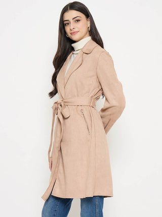 Madame Belted Camel Brown Long Trench Coat