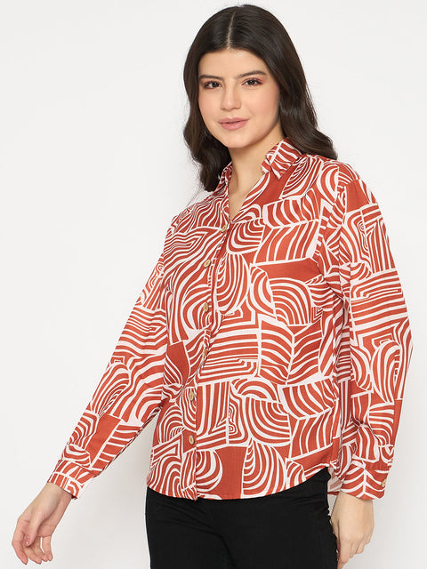 Madame All Over Print Rust Orange Shirt