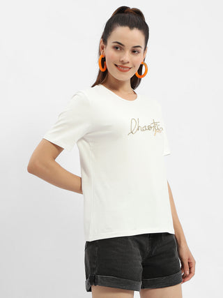 Madame Typography White Crew Neck T-Shirt