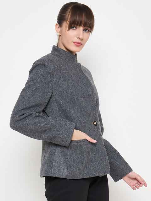 Madame Mélange Button Detailed Anthra Short Coat