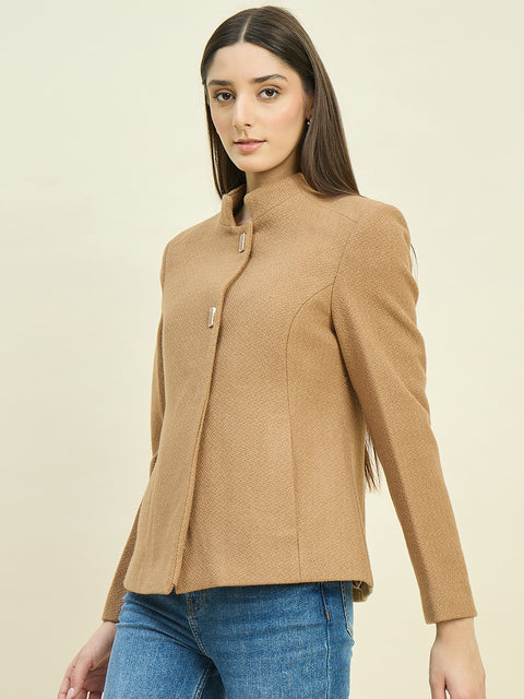 Madame Khaki Mock Neck Coat