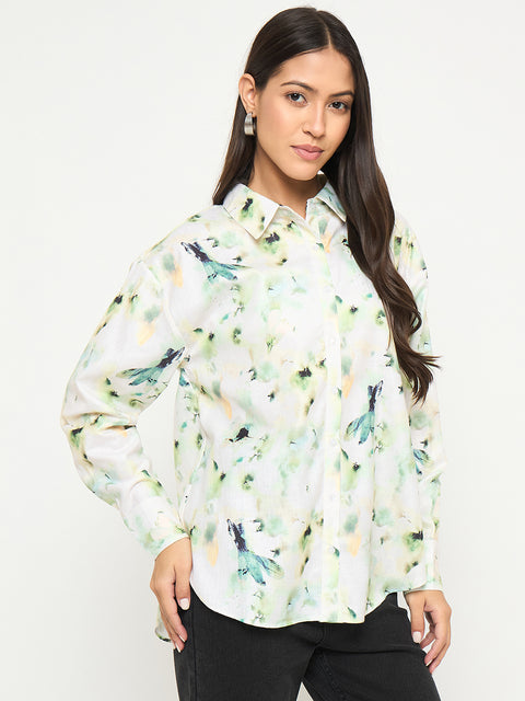 Madame All Over Botanical Print Lemon Yellow Shirt