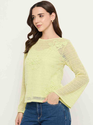 Madame Butter Yellow Lace Fabric Top