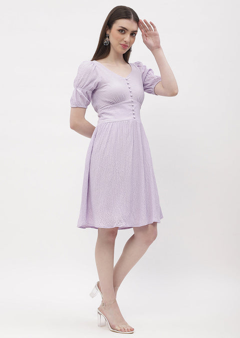 Madame Empire Waist Marie Sleeve Lavender A-Line Dress