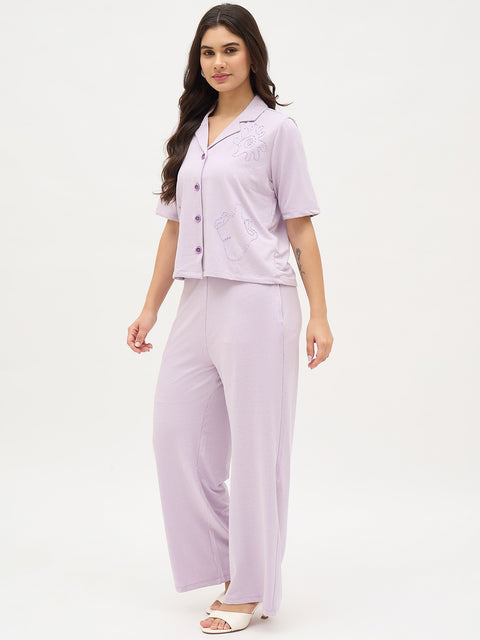 Madame Lilac Rayon Blend Co-ord Set