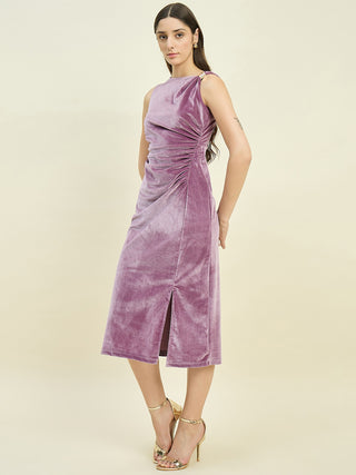 Madame Mauve Draped Bodycon Dress