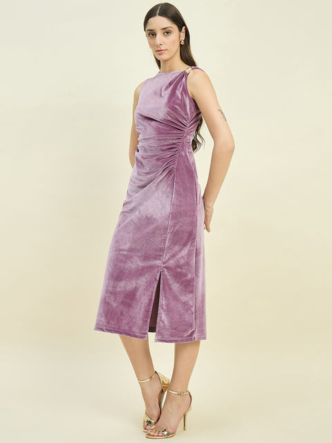 Madame Mauve Draped Bodycon Dress