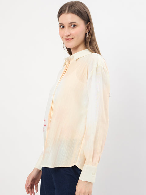 Madame Flower Print Off White Shirt