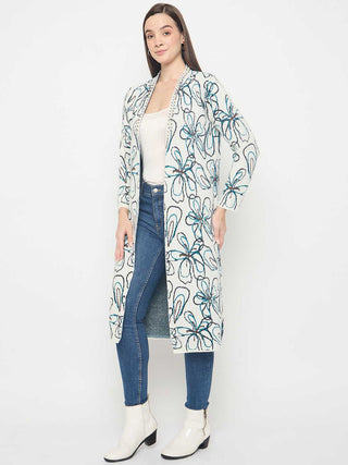 Madame Floral Print Multicolor Open Long Shrug