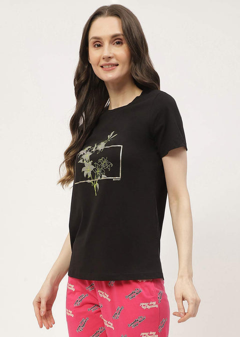 mSECRET Graphic Print Black & White Combo T-shirt