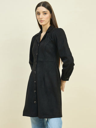 Madame Suede Blazer Dress with Embellished Button Details