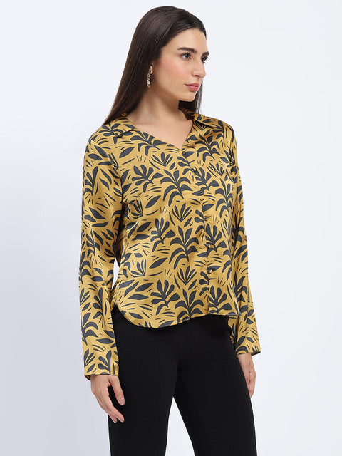 Madame Golden Leaf Print Shirt