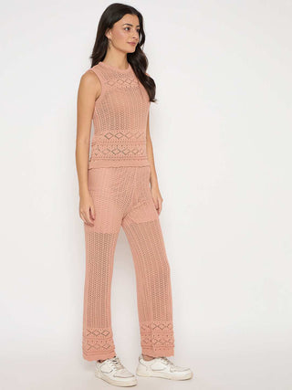 Madame Cotton Top and Bottom Rosewood Pink  Knitted Co-ord Set