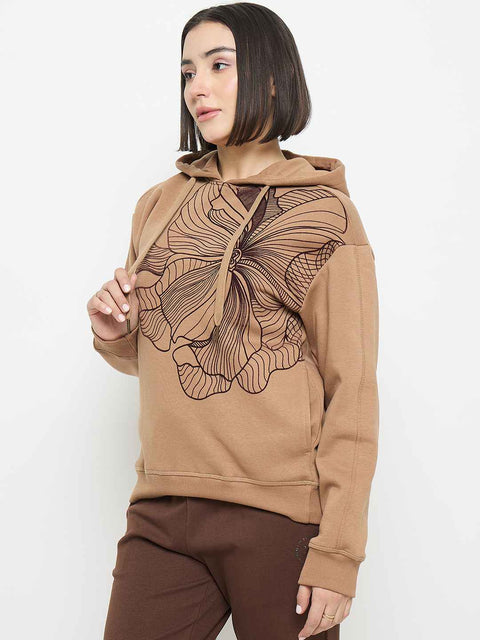 Madame Floral Print Beige Sweatshirt
