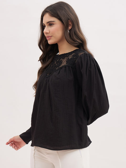 Madame Lace Detailing Rayon Blend Top