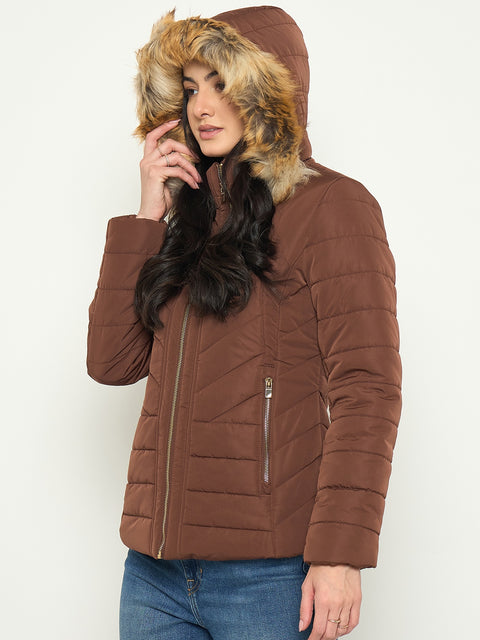 Madame Quilted Faux Fur Hooded Jacket