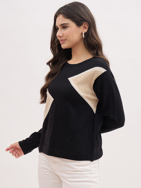 Madame Colourblock Black Knit Top