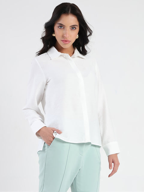 Madame White Rayon Blend Shirt