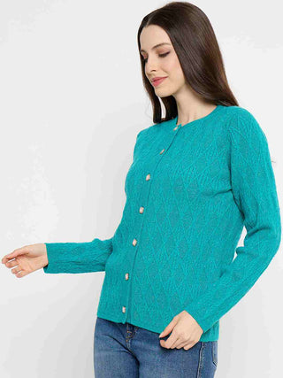 Madame Cable Knit Peacock Blue Cardigan