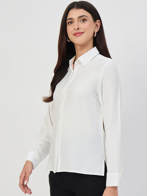 Madame White Rayon-Blend Shirt