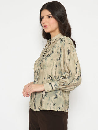 Madame All Over Printed Nylon Blend Grey Shirt