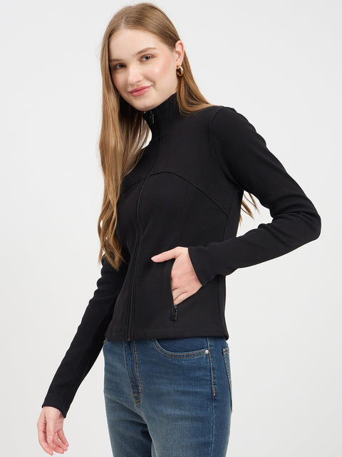 Madame Zipper Pocket Mock Neck Sweatshirt
