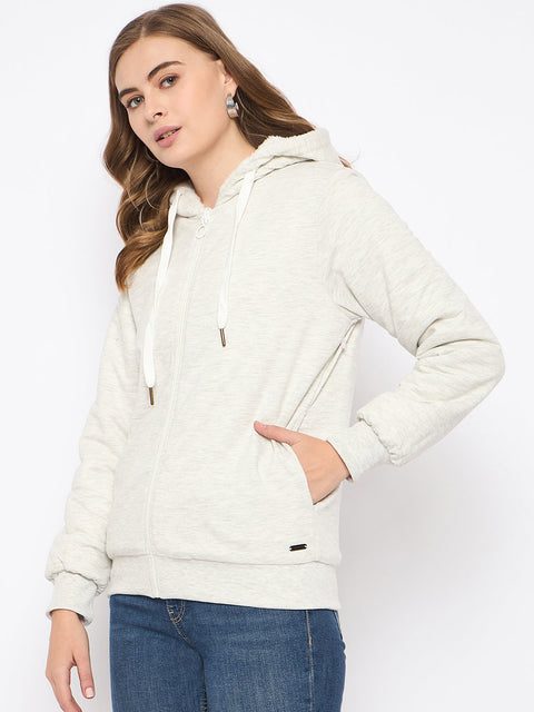 Madame White Fleece Hooded Sweatshirt