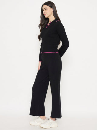 Madame Contrast Trim Black Knitted Co-ord Set