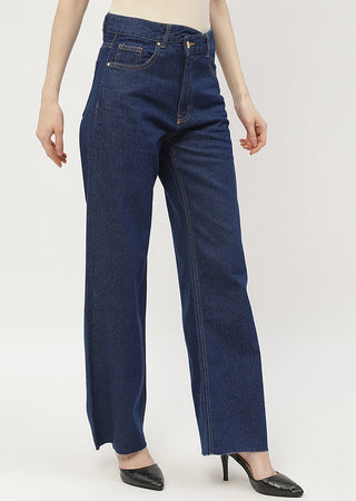 Madame Highly Washed Blue Wide Leg Jeans