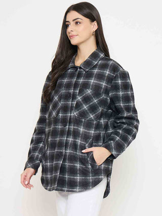 Madame Checkered Black Shacket