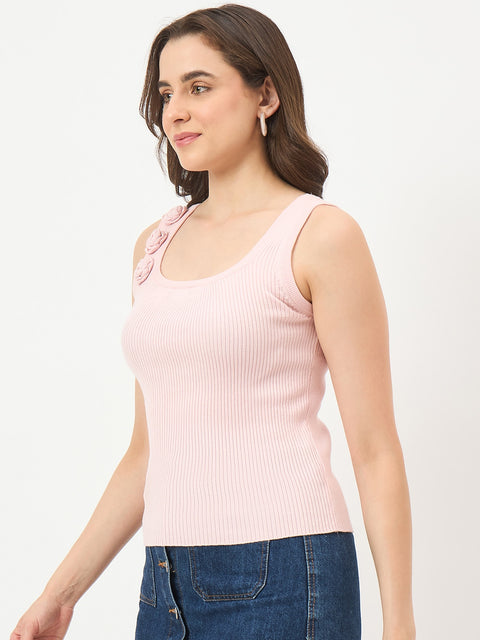Madame Powder Pink Cotton-Blend Knit Top