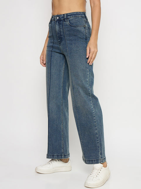 Madame Double Wash Blue Wide Leg Jeans