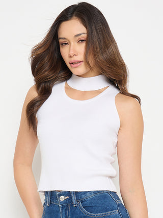 Madame mock Neck Tank Knit crop Top